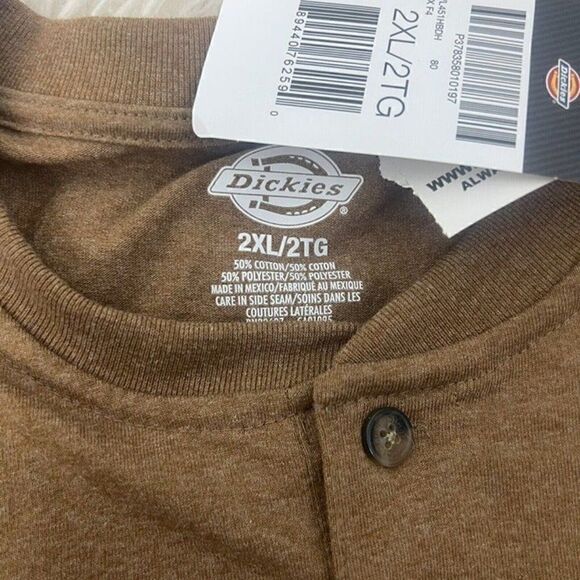 Dickies Heavyweight Long Sleeve Henley Tee Men’s size 2XL Brown Duck Heather NWT - Picture 9 of 11